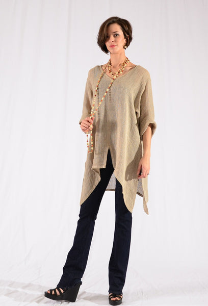 CTC Collection Limited - Linen Mesh Oversized Seamed Tunic-allforher.com