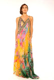 Shahida Paradise - Parides Amazonia Exotic Tropical Print Dress in Orange peel-allforher.com
