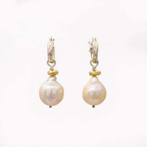 Susan Cummings - Baroque Pearl Sterling Earrings with 18k Accent-allforher.com