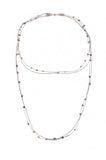 Dafne Alleno LLC -Satelite Double Layer Grey / Sterling Silver Necklace with Multi Color Sapphires-allforher.com