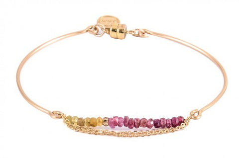 Dafne Alleno LLC -Pink Sapphire Bracelet with Gold Chain-allforher.com
