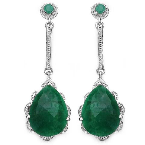 Olivia Leone - Emerald Silver Earrings-allforher.com