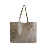 Streets Ahead - Distressed Studded Leather Tote-allforher.com